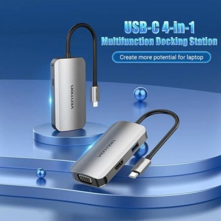 Docking USB Tipo - C Vention TOAHB/ 1xHDMI/ 1xVGA/ 1xUSB/ 1xUSB Tipo - C PD/ Gris - Tiensol