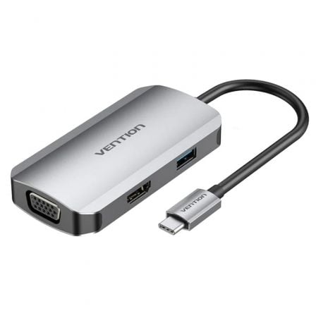 Docking USB Tipo - C Vention TOAHB/ 1xHDMI/ 1xVGA/ 1xUSB/ 1xUSB Tipo - C PD/ Gris - Tiensol