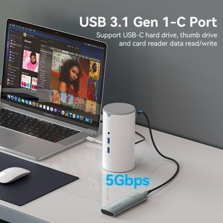 Docking USB Tipo - C Vention TPHWC/ 1xVGA/ 1xHDMI/ 3xUSB/ 1xUSB Tipo - C PD/ 1xUSB Tipo - C/ 1xRJ45/ 1xAudio/ 1xLector Tarjetas SD/ Blanco - Tiensol