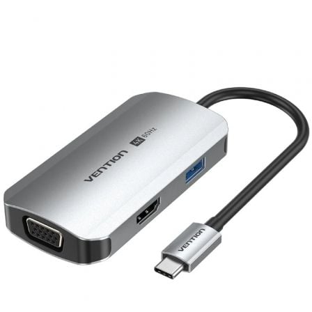 Docking USB Tipo - C Vention TQAHB/ 1xHDMI/ 1xUSB/ 1xVGA/ 1xUSB Tipo - C PD/ Gris - Tiensol