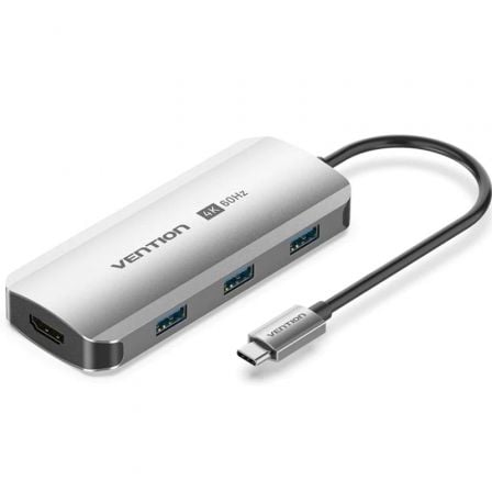 Docking USB Tipo - C Vention TQDHB/ 1xHDMI 4K/ 3xUSB/ 1xUSB Tipo - C PD/ Gris - Tiensol