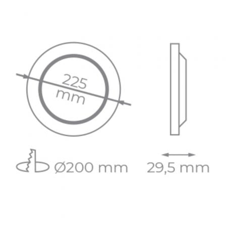 Downlight Iglux IG - 54 - 18W - F/ Circular/ Ø225 x 29.5mm/ Potencia 18W/ 1720 Lúmenes/ 6000ºK/ Blanco - Tiensol