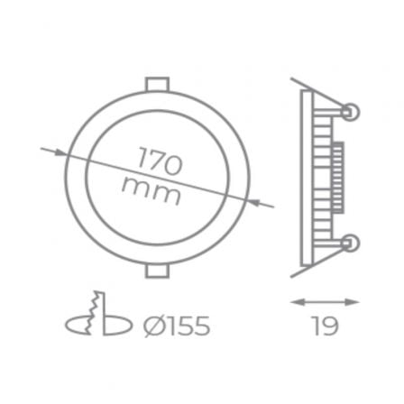 Downlight Iglux LS - 102113 - FB V2/ Circular/ Ø170 x 19mm/ Potencia 13W/ 1130 Lúmenes/ 6000ºK/ Blanco - Tiensol