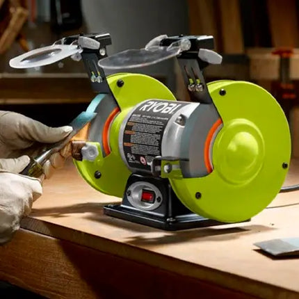 Esmeriladora de Banco Ryobi RBG6G1 | 250W | Base Aluminio | Grano 36/60 - Herramientas Eléctricas