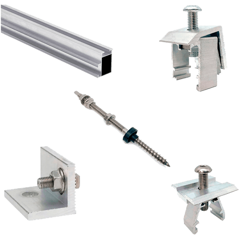 Estructura Aluminio Coplanar Tornillo 2 Paneles - Tiensol