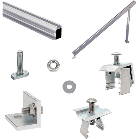 Estructura Aluminio Suelo Plano 2 Paneles - Tiensol