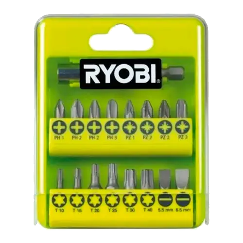 Estuche 21 Puntas Atornillar Ryobi RAK17SD | PH PZ TX SL | 25 mm - Accesorios de Herramientas