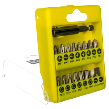 Estuche 21 Puntas Atornillar Ryobi RAK17SD | PH PZ TX SL | 25 mm - Accesorios de Herramientas