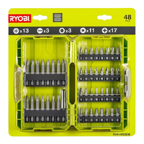 Estuche 48 Puntas Atornillar Ryobi RAK48SSD | PH PZ TX HEX SL | 25-50 mm - Accesorios de Herramientas