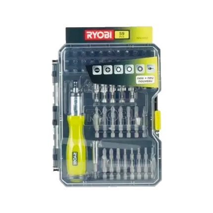 Estuche 59 Puntas Ryobi RAK59SD con Destornillador | PH PZ TX SL HEX - Accesorios de Herramientas