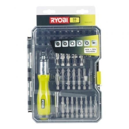 Estuche de 59 Puntas para Atornillar Ryobi RAK59SD / Incluye Destornillador - Tiensol