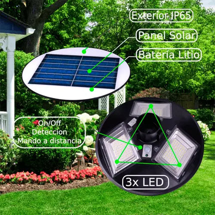 Farola Solar 150W 6000K 1500 Lúmenes 12Ah JND - 7488 - Tiensol