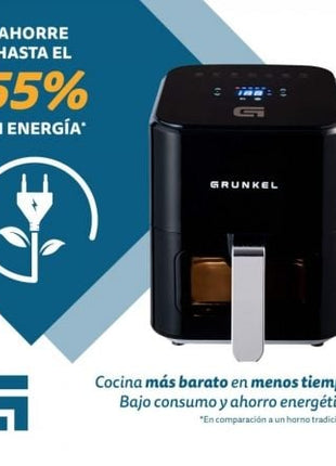 Freidora por Aire / Sin Aceite Grunkel Black Easy Fryer/ 1200W/ Capacidad 4L - Tiensol