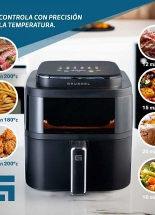 Freidora por Aire / Sin Aceite Grunkel Black Light Fryer/ 1400W/ Capacidad 6L - Tiensol