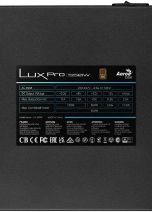 Fuente de Alimentación Aerocool LUXPRO550/ 550W/ Ventilador 14cm/ 80 Plus Bronze - Tiensol