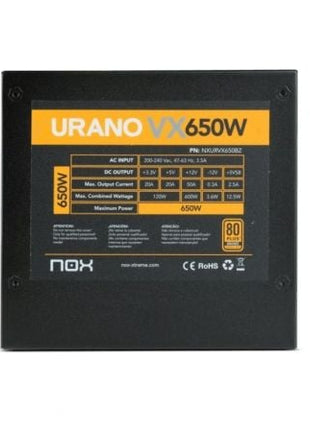 Fuente de Alimentación Nox Urano VX/ 650W/ Ventilador 12cm/ 80 Plus Bronze - Tiensol