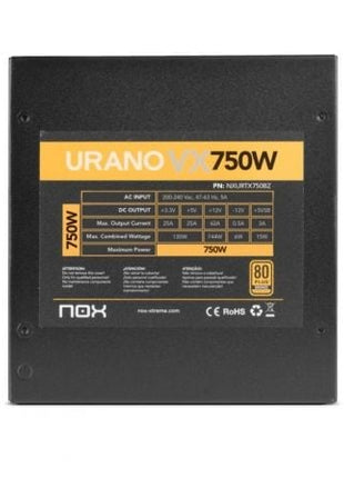 Fuente de Alimentación Nox Urano VX/ 750W/ Ventilador 14cm/ 80 Plus Bronze - Tiensol