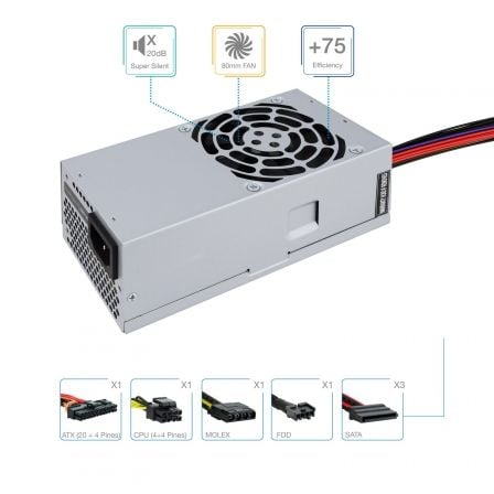 Fuente de Alimentación TFX TooQ TQEP - TFX500S - O/ 500W/ Ventilador 8cm - Tiensol