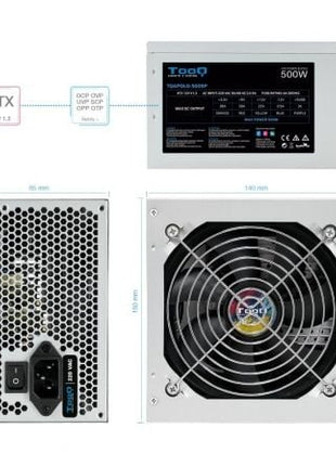 Fuente de Alimentación TooQ TQAPOLO - 500SP/ 500W/ Ventilador 12cm - Tiensol