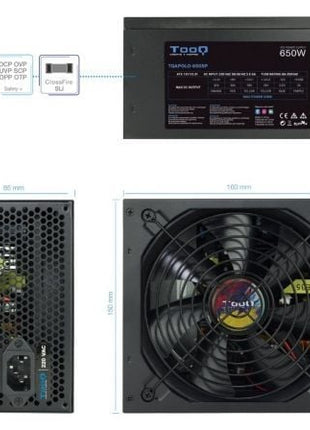 Fuente de Alimentación TooQ TQAPOLO - 650SP/ 650W/ Ventilador 14cm - Tiensol