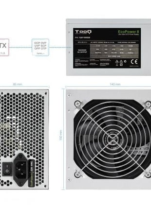 Fuente de Alimentación TooQ TQEP - 500SSE/ 500W/ Ventilador 12cm - Tiensol