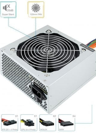 Fuente de Alimentación TooQ TQEP - 500SSE/ 500W/ Ventilador 12cm - Tiensol