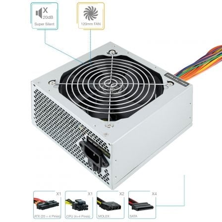 Fuente de Alimentación TooQ TQEP - 500SSE/ 500W/ Ventilador 12cm - Tiensol