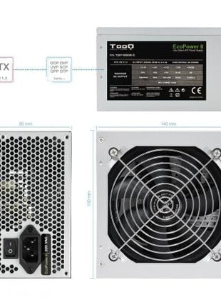 Fuente de Alimentación Tooq TQEP - 500SSE - O OEM/ 500W/ Ventilador 12cm - Tiensol