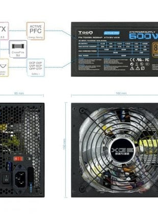 Fuente de Alimentación TooQ TQXGEII - 600SAP/ 600W/ Ventilador 14cm/ 80 Plus Bronze - Tiensol