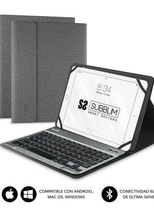 Funda con Teclado Subblim Keytab Pro Bluetooth para Tablets de 10.1' - 10.8'/ Gris - Tiensol