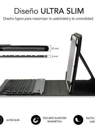 Funda con Teclado Subblim Keytab Pro Bluetooth para Tablets de 10.1' - 10.8'/ Gris - Tiensol