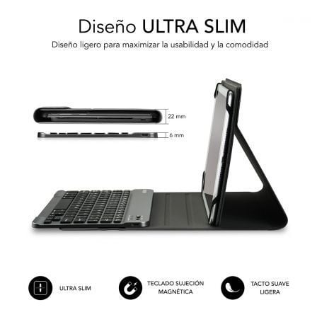 Funda con Teclado Subblim Keytab Pro Bluetooth para Tablets de 10.1' - 10.8'/ Gris - Tiensol