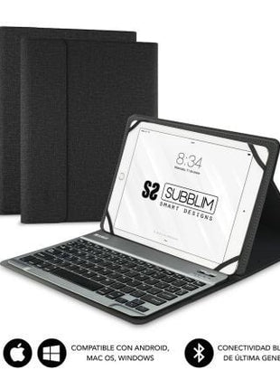 Funda con Teclado Subblim Keytab Pro Bluetooth para Tablets de 10.1' - 10.8'/ Negra - Tiensol