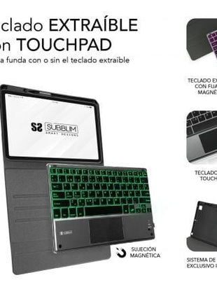 Funda con Teclado Subblim Keytab Pro Bluetooth Touchpad para Tablets Apple iPad Pro de 11' 2020/ Negra - Tiensol