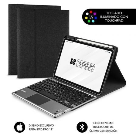 Funda con Teclado Subblim Keytab Pro Bluetooth Touchpad para Tablets Apple iPad Pro de 11' 2020/ Negra - Tiensol