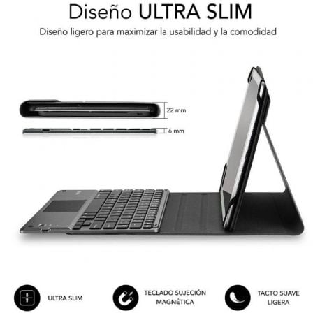 Funda con Teclado Subblim Keytab Pro Bluetooth Touchpad para Tablets de 10.1' - 10.8'/ Negra - Tiensol