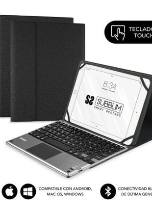 Funda con Teclado Subblim Keytab Pro Bluetooth Touchpad para Tablets de 10.1' - 10.8'/ Negra - Tiensol