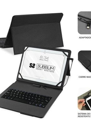 Funda con Teclado Subblim Keytab Pro USB para Tablets de 10.1' - 11'/ Negra - Tiensol