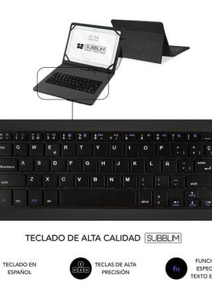 Funda con Teclado Subblim Keytab Pro USB para Tablets de 10.1' - 11'/ Negra - Tiensol