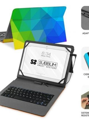 Funda con Teclado Subblim Keytab USB 11' Triángulos USB para Tablets de 11' - Tiensol