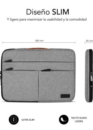 Funda Subblim Air Padding 360 Sleeve para Portátiles hasta 14'/ Gris Claro - Tiensol