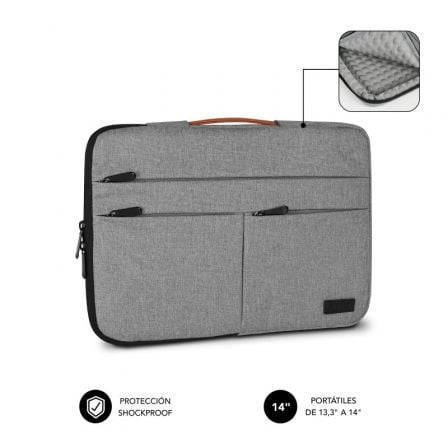 Funda Subblim Air Padding 360 Sleeve para Portátiles hasta 14'/ Gris Claro - Tiensol