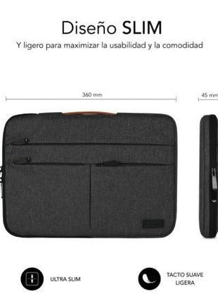 Funda Subblim Air Padding 360 Sleeve para Portátiles hasta 14'/ Gris Oscuro - Tiensol