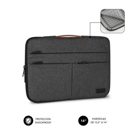 Funda Subblim Air Padding 360 Sleeve para Portátiles hasta 14'/ Gris Oscuro - Tiensol