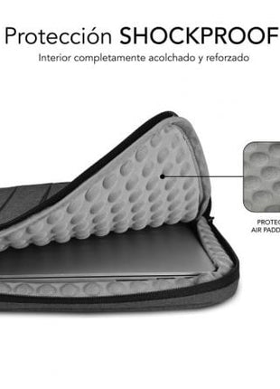 Funda Subblim Air Padding 360 Sleeve para Portátiles hasta 14'/ Gris Oscuro - Tiensol