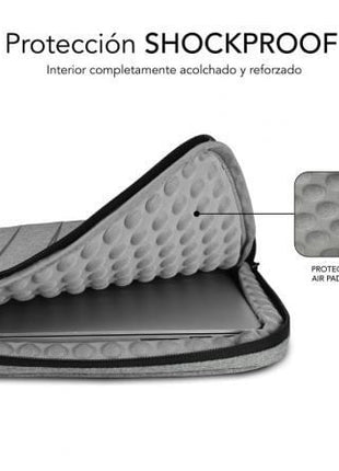 Funda Subblim Air Padding 360 Sleeve para Portátiles hasta 15.6'/ Gris Claro - Tiensol