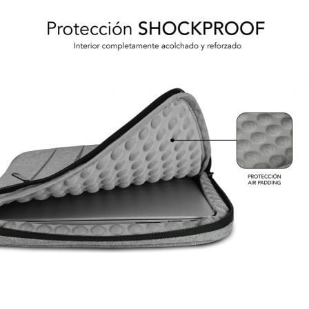 Funda Subblim Air Padding 360 Sleeve para Portátiles hasta 15.6'/ Gris Claro - Tiensol