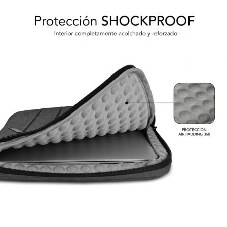 Funda Subblim Air Padding 360 Sleeve para Portátiles hasta 15.6'/ Gris Oscuro - Tiensol