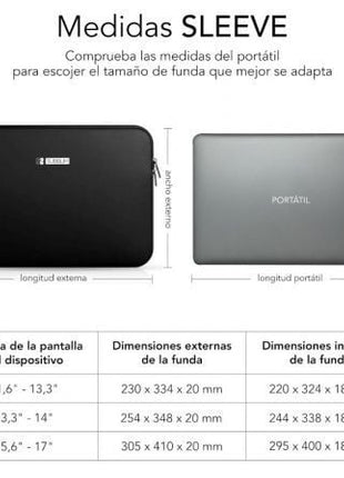 Funda Subblim Business Laptop Sleeve Neoprene para Portátiles 13.3' - 14'/ Negra - Tiensol