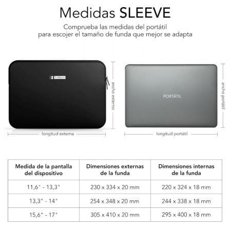 Funda Subblim Business Laptop Sleeve Neoprene para Portátiles 13.3' - 14'/ Negra - Tiensol